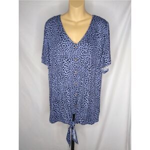 Como Vintage NWT Blue/Blk Cheetah Print Top XL